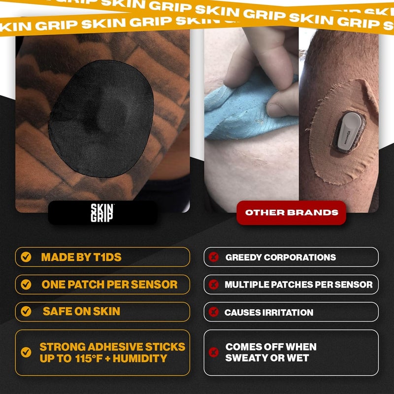 SKIN GRIP Adhesive Patches Compatible with Dexcom G7 Stelo CGM Waterproof Sweatproof Cover for Continuous Glucose Monitor Sensor Stays Secure for 1015 Days 20 Pack Black - Image 4