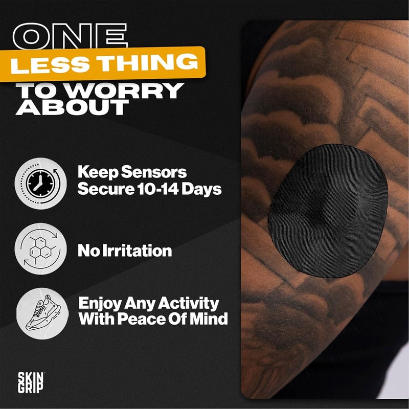 SKIN GRIP Adhesive Patches Compatible with Dexcom G7 Stelo CGM Waterproof Sweatproof Cover for Continuous Glucose Monitor Sensor Stays Secure for 1015 Days 20 Pack Black - Image 3