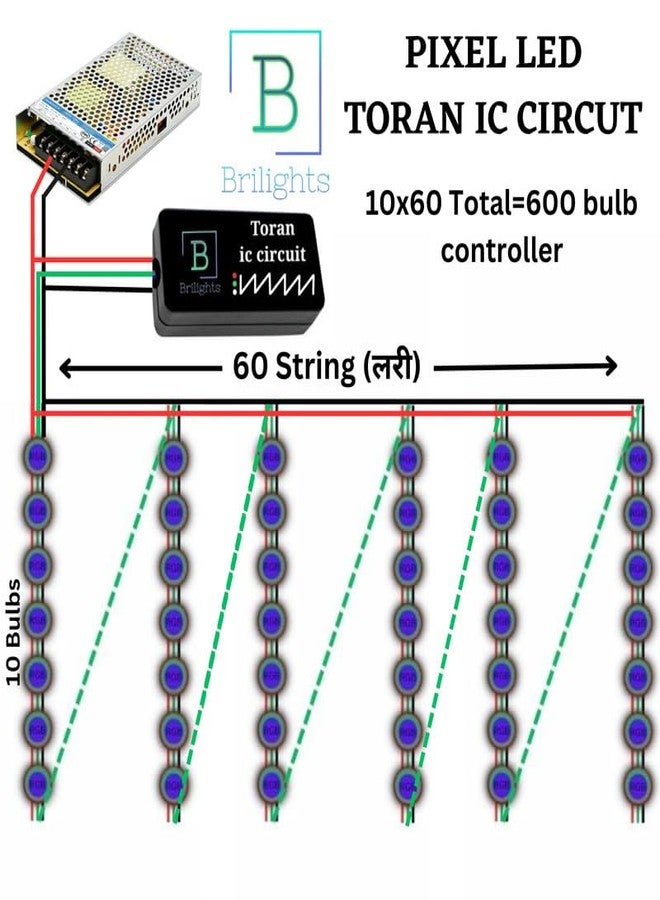 Brilights Toran Controller for Pixel LED Light Toran with More Than 200 Designs WS2811,1906 (Z Type, - Image 2