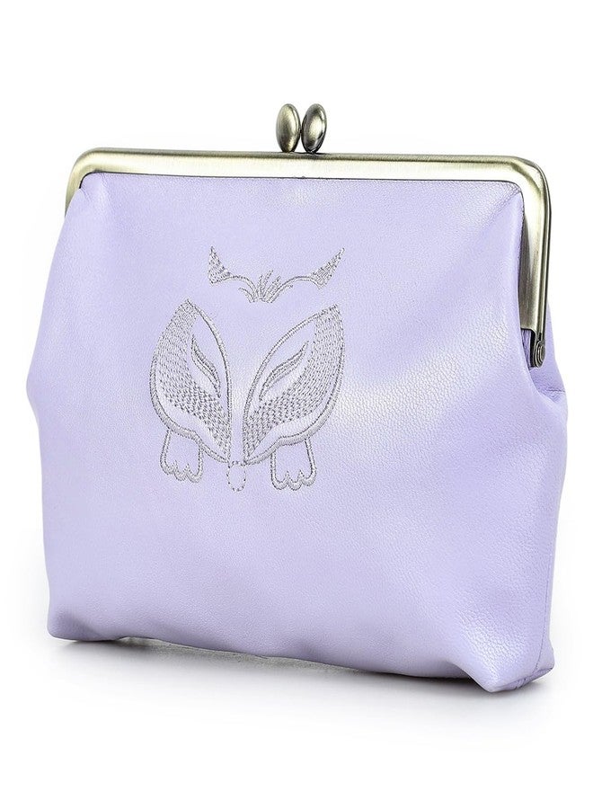 CONTACTS Full Grain Goat Leather Small Clutch Bag for Women Kiss Lock Clutch Wallet Vintage Evening Bag Wedding Purse (Purple) - Image 1