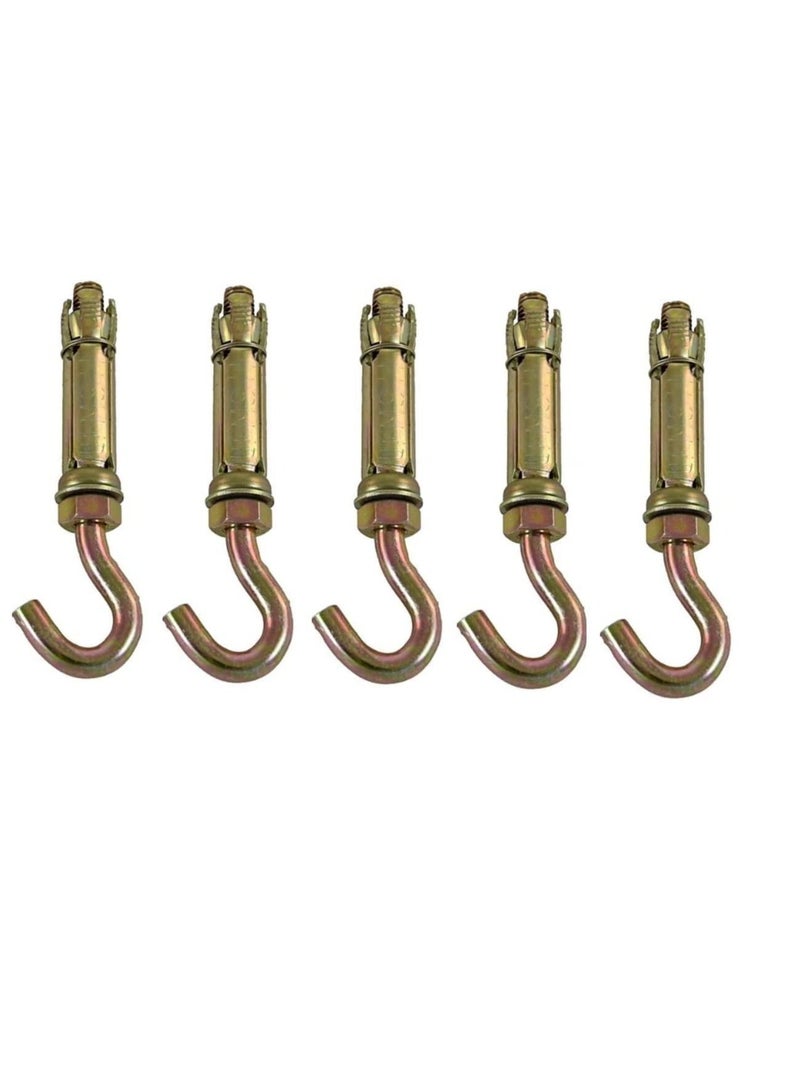 Robustline High Strength Metal Sleeve Shield Closed Hook/Eye Hook | Open Hook Anchor Bolt Pack of 5 (OPEN HOOK, 10 MM) - Image 2