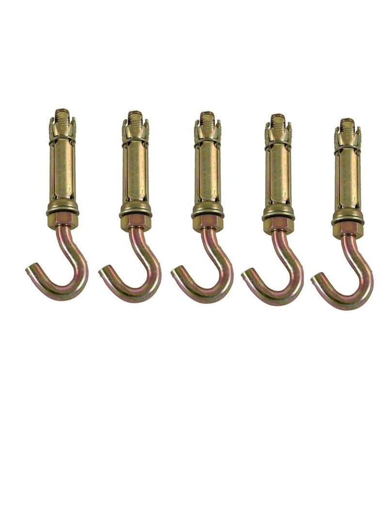 Robustline High Strength Metal Sleeve Shield Closed Hook/Eye Hook | Open Hook Anchor Bolt Pack of 5 (OPEN HOOK, 10 MM) - Image 3