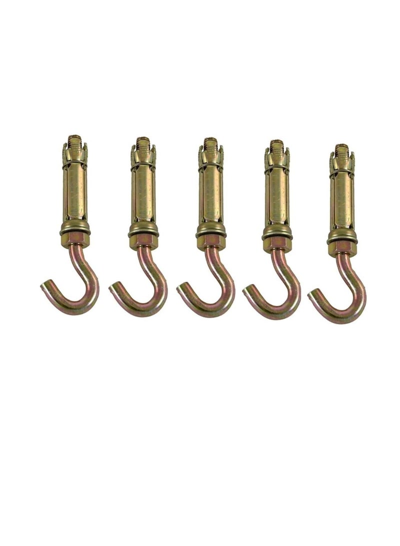 Robustline High Strength Metal Sleeve Shield Closed Hook/Eye Hook | Open Hook Anchor Bolt Pack of 5 (OPEN HOOK, 10 MM) - Image 1