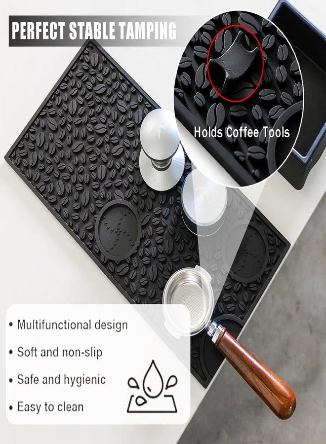 Ouliget Espresso Tamping Mat,Coffee Bar Mats for Countertop, All-in-One Non-slip Dish Drying Coffee Tamper Silicone Tools Pad,Tamp Station Espresso Accessory,Black, 16×8 In - Image 5