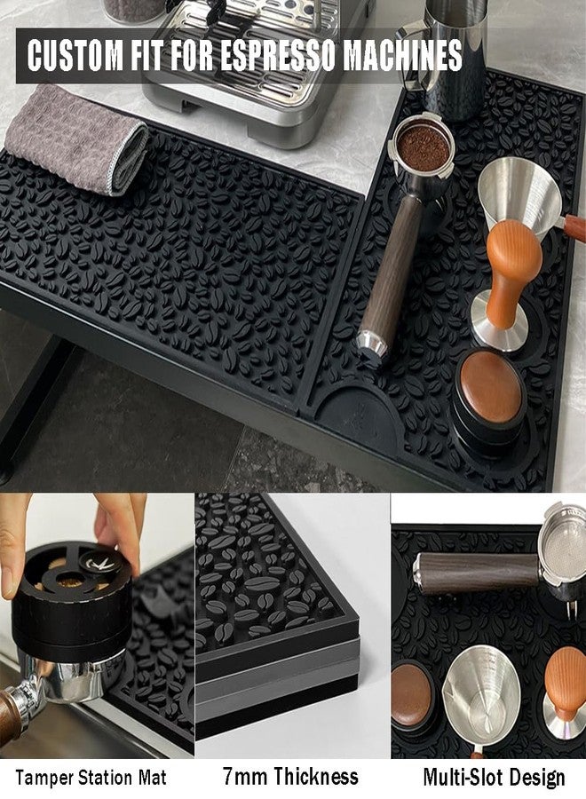 Ouliget Espresso Tamping Mat,Coffee Bar Mats for Countertop, All-in-One Non-slip Dish Drying Coffee Tamper Silicone Tools Pad,Tamp Station Espresso Accessory,Black, 16×8 In - Image 4