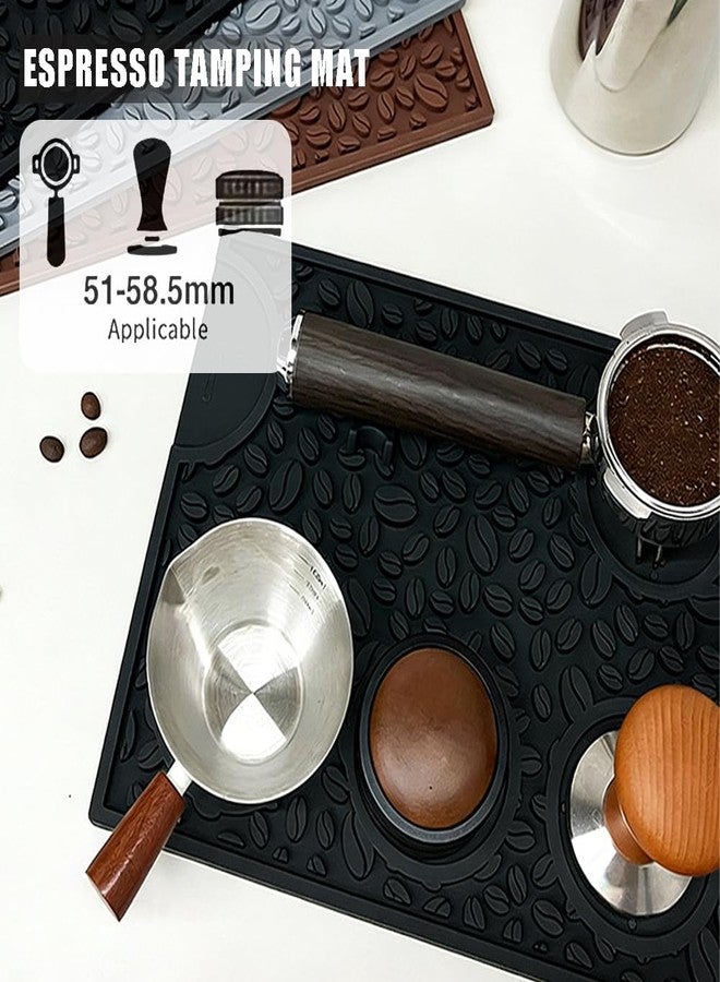 Ouliget Espresso Tamping Mat,Coffee Bar Mats for Countertop, All-in-One Non-slip Dish Drying Coffee Tamper Silicone Tools Pad,Tamp Station Espresso Accessory,Black, 16×8 In - Image 2