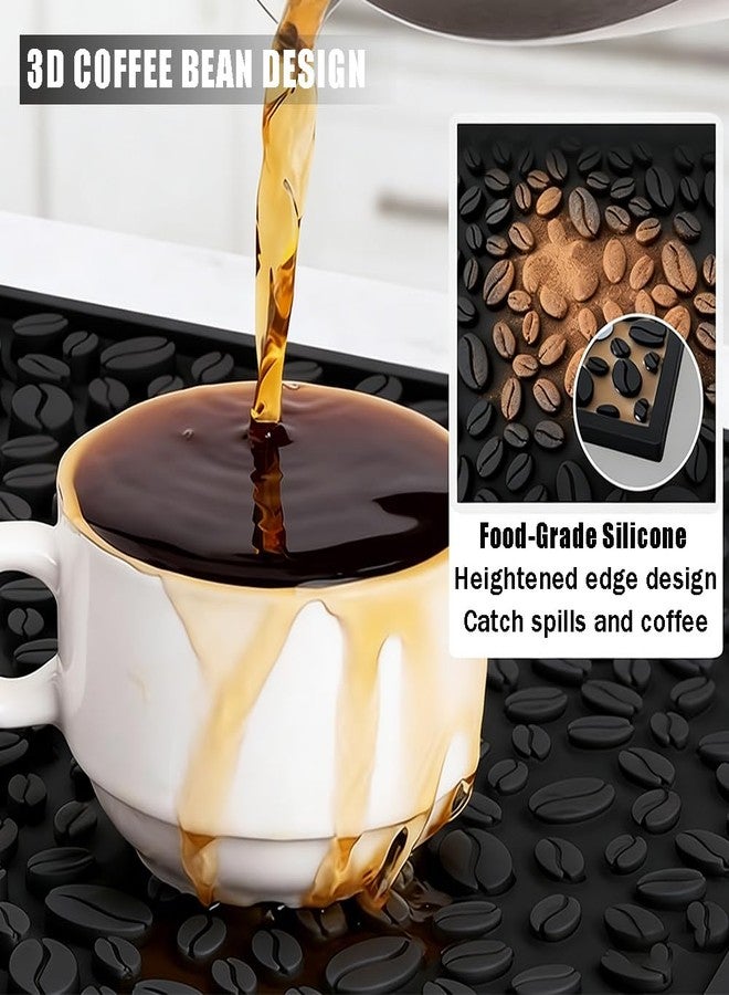 Ouliget Espresso Tamping Mat,Coffee Bar Mats for Countertop, All-in-One Non-slip Dish Drying Coffee Tamper Silicone Tools Pad,Tamp Station Espresso Accessory,Black, 16×8 In - Image 3