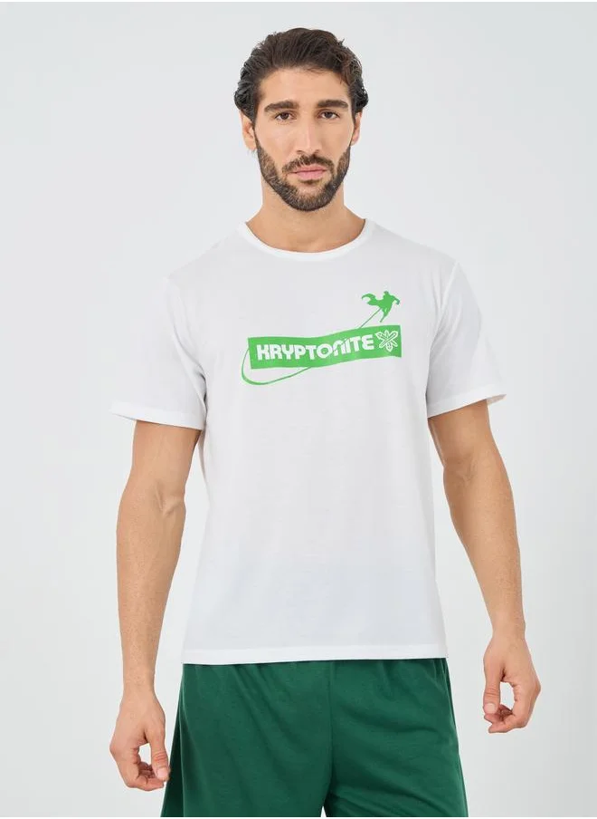 ستايلي Styli Superman Slogan Print T-Shirt and Shorts Set