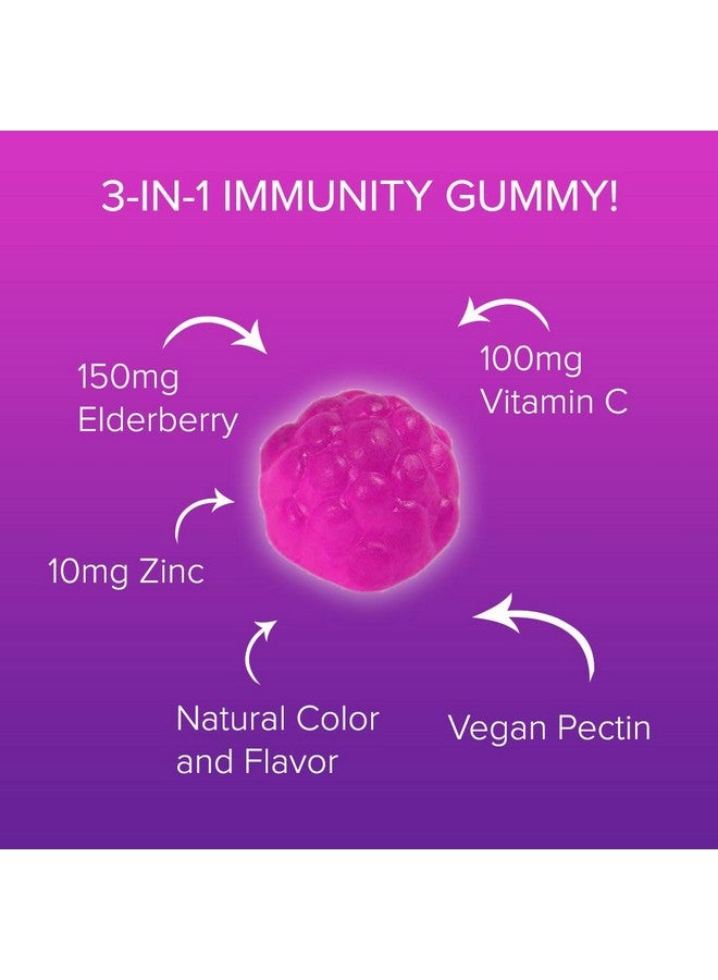 Natural BioScience Sambucus Elderberry Gummies with Vitamin C & Zinc, Immune Support for Adults & Kids, Daily Antioxidant & Wellness Boost, 180 Vegan, Gluten-Free, Chewable Elderberry Gummies - Image 2