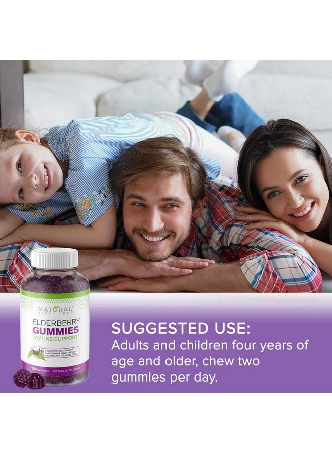 Natural BioScience Sambucus Elderberry Gummies with Vitamin C & Zinc, Immune Support for Adults & Kids, Daily Antioxidant & Wellness Boost, 180 Vegan, Gluten-Free, Chewable Elderberry Gummies - Image 3