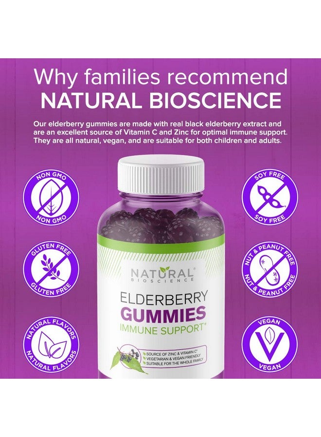 Natural BioScience Sambucus Elderberry Gummies with Vitamin C & Zinc, Immune Support for Adults & Kids, Daily Antioxidant & Wellness Boost, 180 Vegan, Gluten-Free, Chewable Elderberry Gummies - Image 4