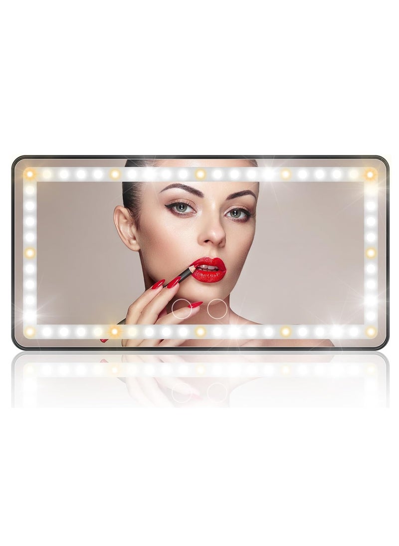 Vparty Car Vanity Mirror, Rechargeable Makeup Car Visor Mirror, 60 Leds & 3 Light Modes, Visor Vanity Mirror with Touch on Screen, Shading Cosmetic Mirror, Universal Vanity Mirror for Car Truck Suv  - Image 1