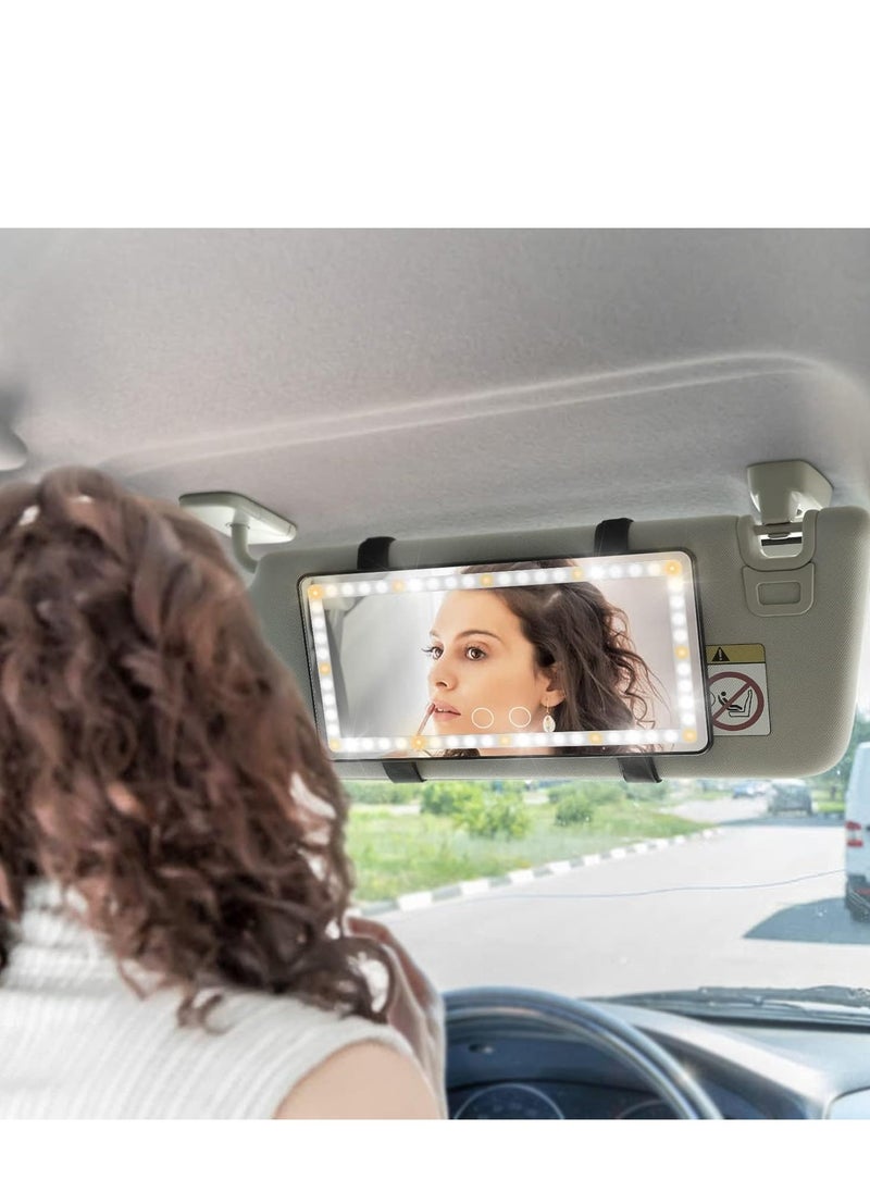Vparty Car Vanity Mirror, Rechargeable Makeup Car Visor Mirror, 60 Leds & 3 Light Modes, Visor Vanity Mirror with Touch on Screen, Shading Cosmetic Mirror, Universal Vanity Mirror for Car Truck Suv  - Image 2