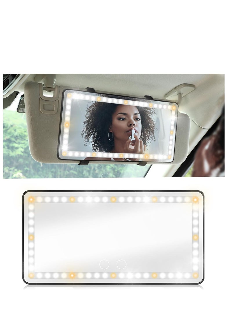 Vparty Car Vanity Mirror, Rechargeable Makeup Car Visor Mirror, 60 Leds & 3 Light Modes, Visor Vanity Mirror with Touch on Screen, Shading Cosmetic Mirror, Universal Vanity Mirror for Car Truck Suv  - Image 4