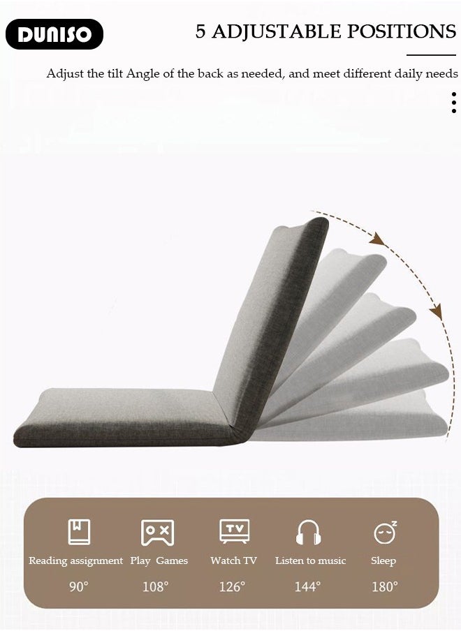 DUNISO Floor Chair, Folding Lazy Sofa with Adjustable Backrest, Padded Floor Gaming Chair with Removable Washable Cover, Back Support Floor Seat, Lightweight Lounger Chair for Meditation, Reading, Watching, Video-Gaming, Adult & Kid  - Image 3