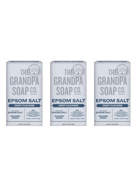 Epsom Salt Bar Soap Deep Cleansing Soap Made With Epsom Salt And Baking Soda Removes Dirt Grease And Grime Vegan For Face And Body 4.25 Oz 3 Pack