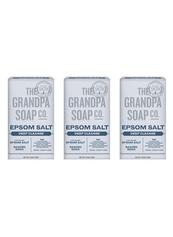 The Grandpa Soap Company - Epsom Salt Bar Soap Deep Cleansing Soap Made With Epsom Salt And Baking Soda Removes Dirt Grease And Grime Vegan For Face And Body 4.25 Oz 3 Pack - Image 1