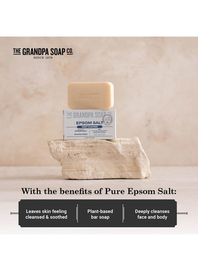 The Grandpa Soap Company - Epsom Salt Bar Soap Deep Cleansing Soap Made With Epsom Salt And Baking Soda Removes Dirt Grease And Grime Vegan For Face And Body 4.25 Oz 3 Pack - Image 1