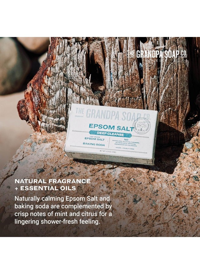 The Grandpa Soap Company - Epsom Salt Bar Soap Deep Cleansing Soap Made With Epsom Salt And Baking Soda Removes Dirt Grease And Grime Vegan For Face And Body 4.25 Oz 3 Pack - Image 1