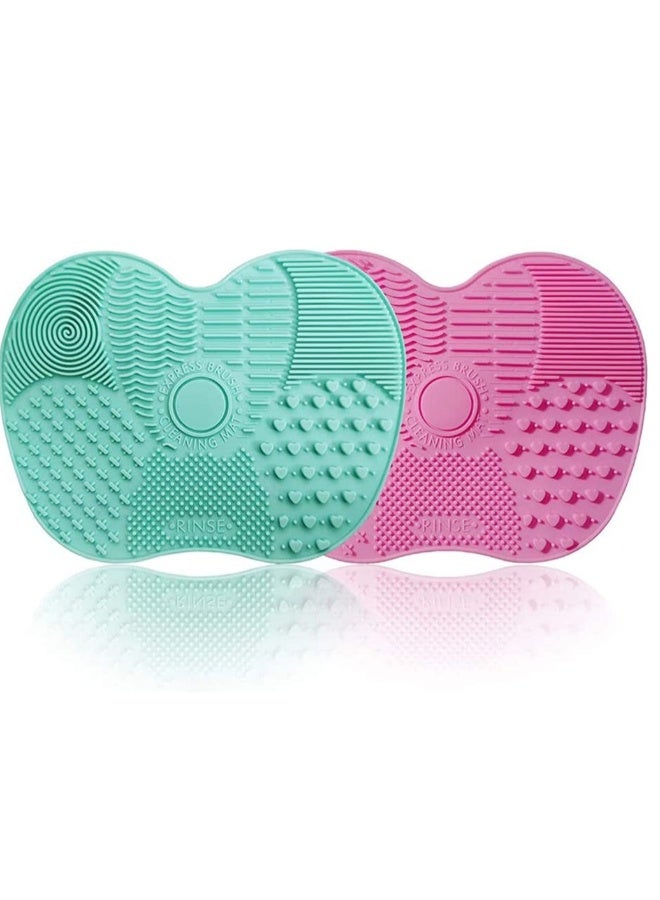 2 عبوتين حصيرة لتنظيف فرش المكياج وسادة تنظيف فرش المكياج ودعامة مع كوب شفط أداة غسيل محمولة لفرش المكياج - Image 1