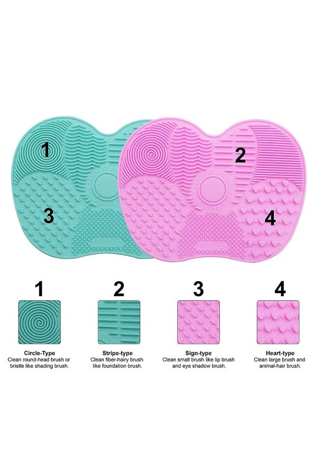 2 عبوتين حصيرة لتنظيف فرش المكياج وسادة تنظيف فرش المكياج ودعامة مع كوب شفط أداة غسيل محمولة لفرش المكياج - Image 2