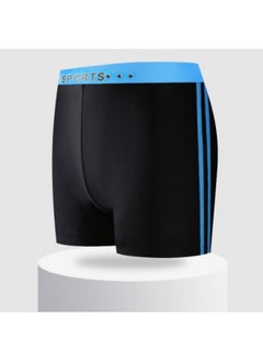 Swimming Trunks Men's Double-layer Sports Plus Size Five-point Trunks Swimming Trunks Quick-drying Hot Spring Swimming Trunks Racing Pants Wholesale-Color:Black Bottom + Sapphire Blue-