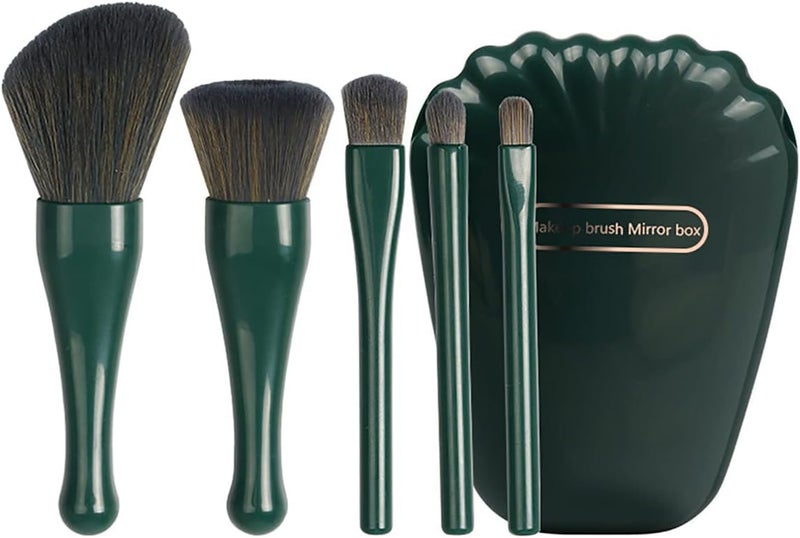 Suicune Makeup Brush Kit Convenient Travel Brush Set for Powders Blush Bronzer  Eyeshadows CrueltyFree  Vegan with Cute Mirror Box - Image 1