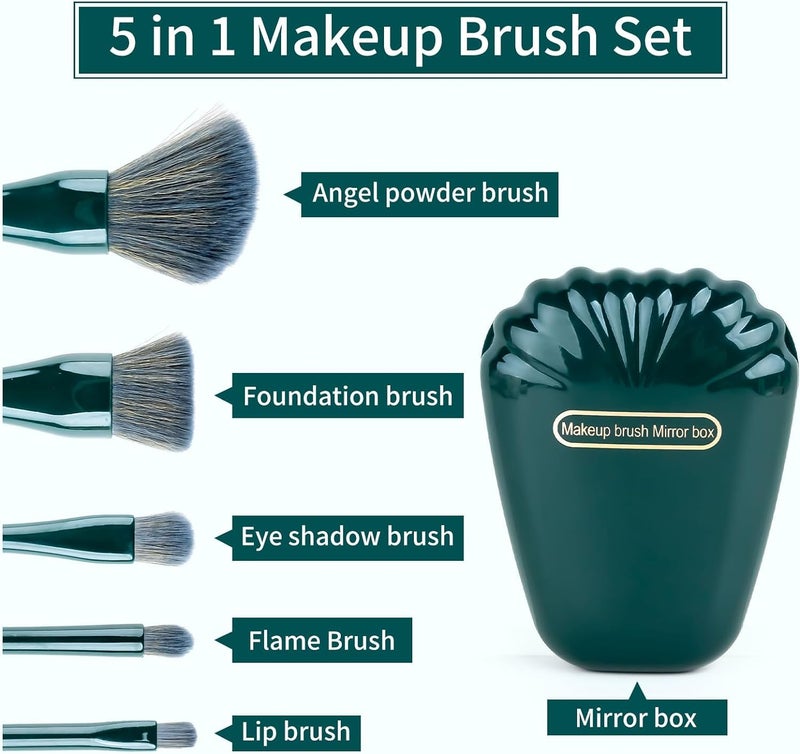Suicune Makeup Brush Kit Convenient Travel Brush Set for Powders Blush Bronzer  Eyeshadows CrueltyFree  Vegan with Cute Mirror Box - Image 2