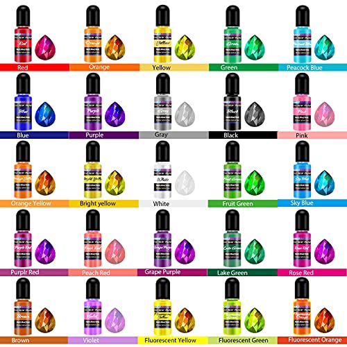 M.A.K Epoxy Resin Pigment, M.A.K 27 Bottles Transparent Liquid Dye High Concentration Resin Colorant for Crafts Art Coloring, Painting, Jewelry DIY Making, Each 10ml - Image 2