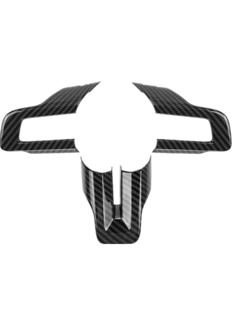 KISSUN Steering Wheel Cover Trim for Ford Mustang Accessories 2015 2016 2017 2018 2019 2020 2021 2022 2023， Car Interior Accessories，Carbon Fiber (Black Carbon Fiber) - Image 3