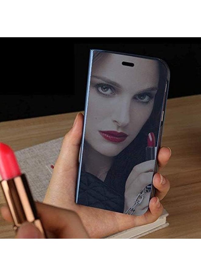 Clear View Cover Case For Samsung Galaxy A21S Standing Flip Folding Kickstand Case With Full Screen Protectionshockproof Electroplate Plating Mirror Holder Smart Bumper Case Rose Gold