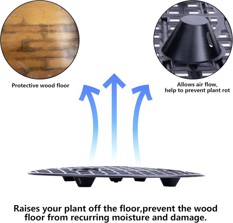 LFUTARI 6 PCS Plant Level Pot Elevator, Plant Stands, 11.6inch Plant Pot Saucer for Prevent Rot and Damage on Patio & Deck (30cm-6pcs, Black) - Image 3