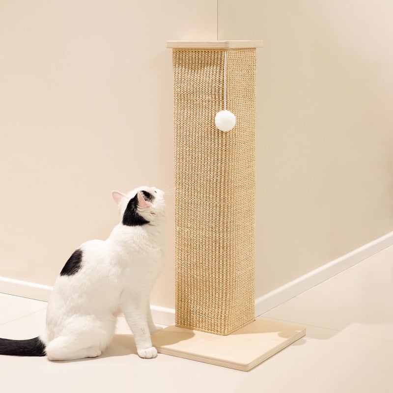 PETKARAY Cat Corner Scratcher, 28'' Sisal Scratching Post, Corner Scratch Pad for Indoor Cats, Wall Scratcher Furniture Protector with Toy Ball - Image 1