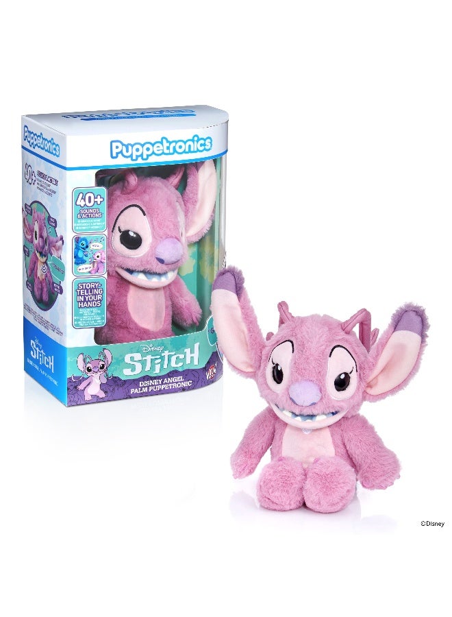 Disney Stitch RealFX Palm Angel Puppetronic | Lilo & Stitch | Puppet | Interactive Plush Toy | Soft Toy | 40+ Sounds & Actions | Moving Mouth, Blinking Eyes, Head Sensor, Speech & Sounds | Premium Gift for Kids and Adult Collectors - Image 1