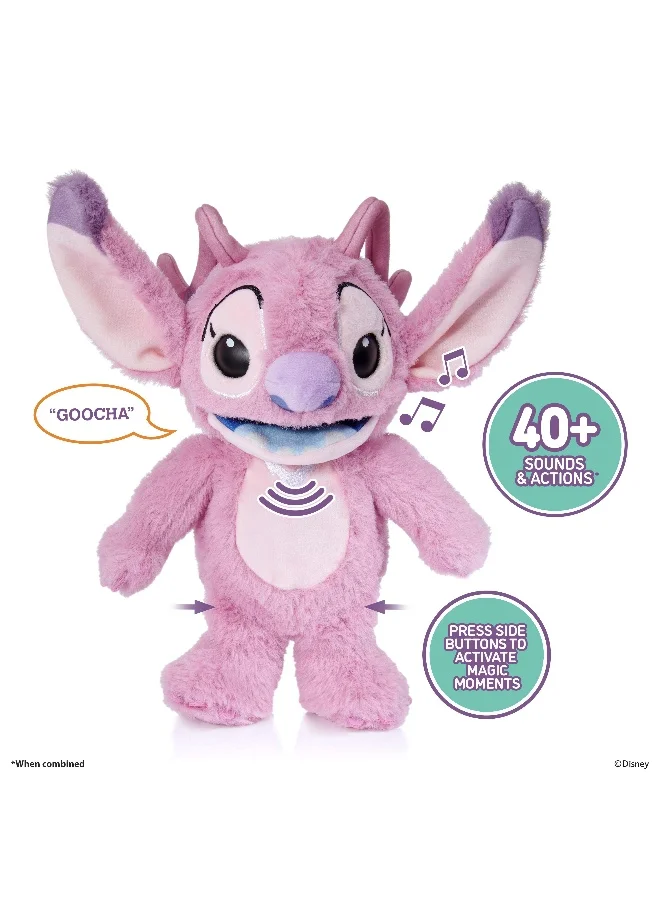 Disney Disney Stitch RealFX Palm Angel Puppetronic | Lilo & Stitch | Puppet | Interactive Plush Toy | Soft Toy | 40+ Sounds & Actions | Moving Mouth, Blinking Eyes, Head Sensor, Speech & Sounds | Premium Gift for Kids and Adult Collectors