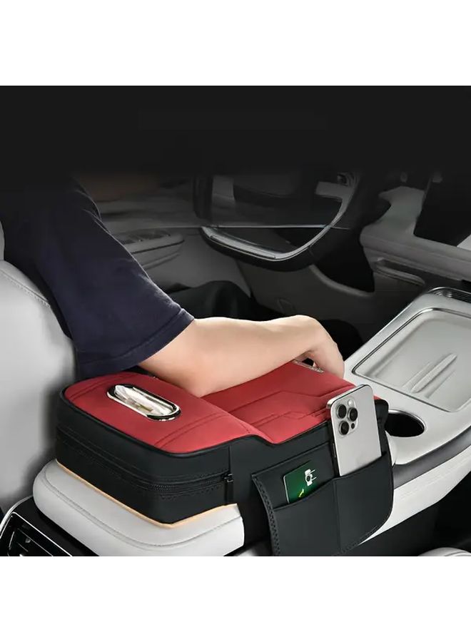 Black Car Console Armrest Pad With Tissue Box And Cup Holder - Image 5