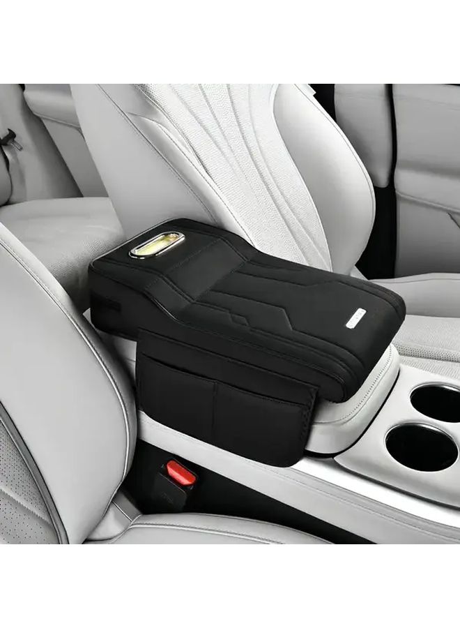 Black Car Console Armrest Pad With Tissue Box And Cup Holder - Image 3