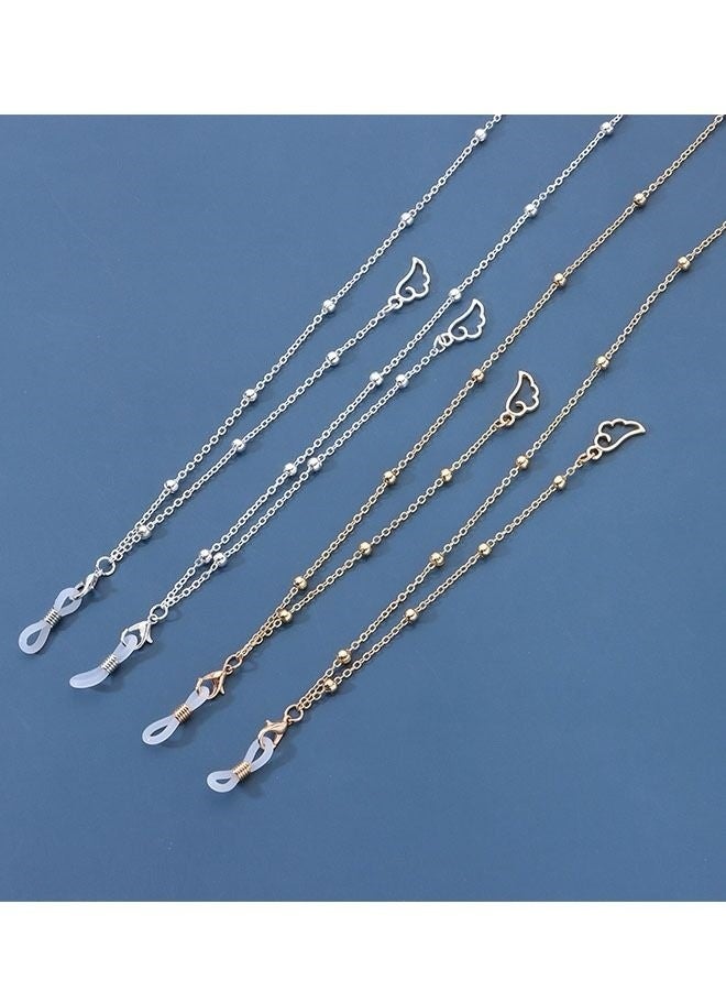 قطعتان من سلاسل النظارات الشمسية مع مشابك وحزام نظارات شمسية وحامل نظارات وسلسلة تعليق قابلة للتعديل للارتداء اليومي والسفر في الهواء الطلق وحبل قناع الوجه باللونين الذهبي والفضي - Image 3