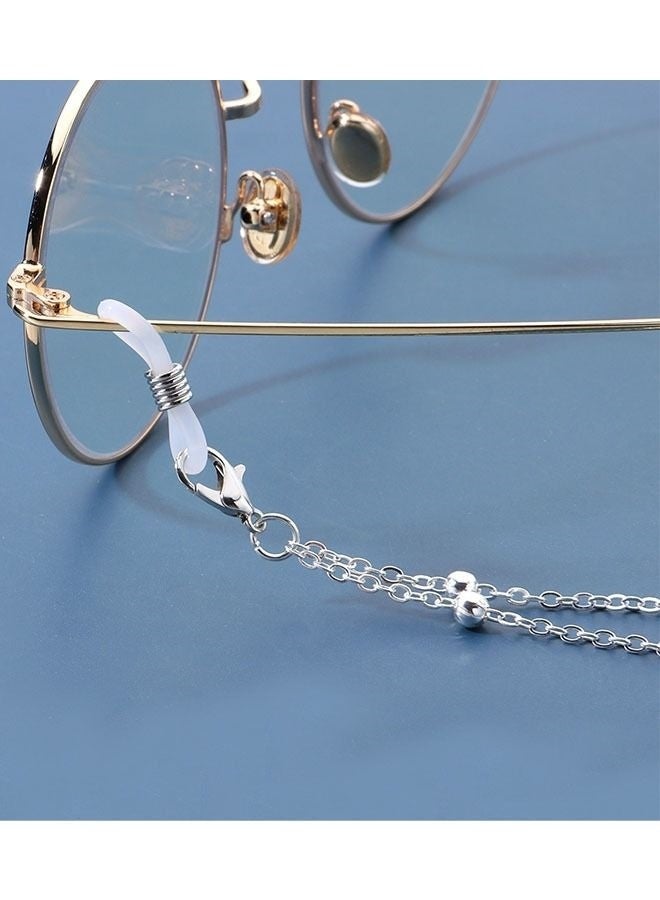 قطعتان من سلاسل النظارات الشمسية مع مشابك وحزام نظارات شمسية وحامل نظارات وسلسلة تعليق قابلة للتعديل للارتداء اليومي والسفر في الهواء الطلق وحبل قناع الوجه باللونين الذهبي والفضي - Image 5