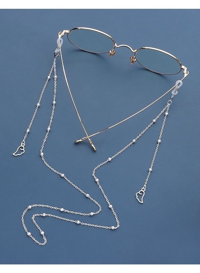 قطعتان من سلاسل النظارات الشمسية مع مشابك وحزام نظارات شمسية وحامل نظارات وسلسلة تعليق قابلة للتعديل للارتداء اليومي والسفر في الهواء الطلق وحبل قناع الوجه باللونين الذهبي والفضي - Image 2