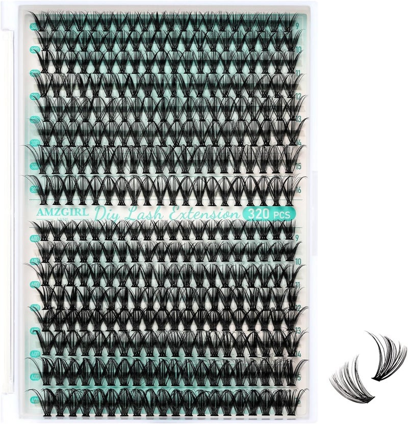 Lash Clusters Wispy 320PCS Eyelash Extension 30D 40D Cluster Lashes Individual Lashes DIY Lash Extension Natural Look Cluster Eyelash Extensions Soft False Eyelashes at Home for BeginnersDMix916mm