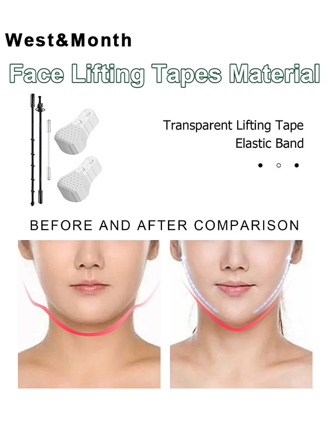 West&Month V-Shapedthin Face Lifting Tapes, Waterproof High Elasticity Facelift Face Lift Tape, Ultra-thin Invisible Face Tape, For Hiding Facial Wrinkles Lift Saggy Skin Hide Double Chin And Neck Wrinkles, Lifting Eyes, Face, Neck Skin, 30Pcs - Image 3
