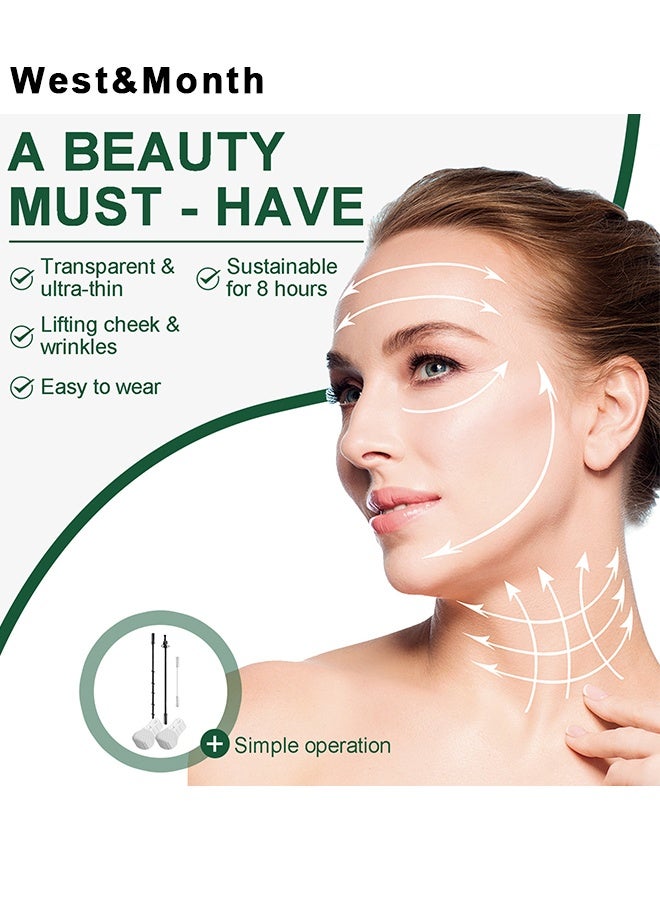 West&Month V-Shapedthin Face Lifting Tapes, Waterproof High Elasticity Facelift Face Lift Tape, Ultra-thin Invisible Face Tape, For Hiding Facial Wrinkles Lift Saggy Skin Hide Double Chin And Neck Wrinkles, Lifting Eyes, Face, Neck Skin, 30Pcs - Image 4