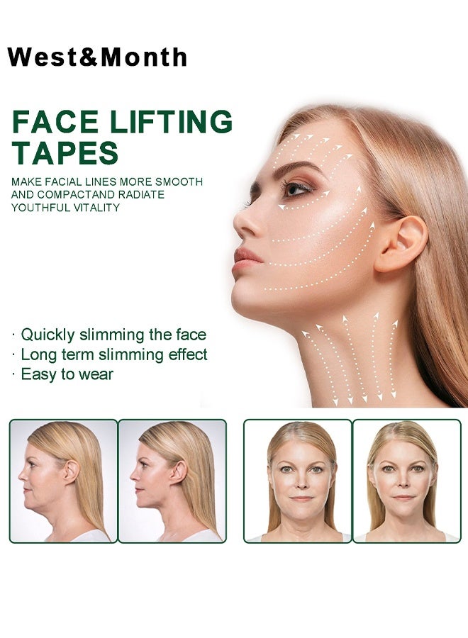 West&Month V-Shapedthin Face Lifting Tapes, Waterproof High Elasticity Facelift Face Lift Tape, Ultra-thin Invisible Face Tape, For Hiding Facial Wrinkles Lift Saggy Skin Hide Double Chin And Neck Wrinkles, Lifting Eyes, Face, Neck Skin, 30Pcs - Image 5