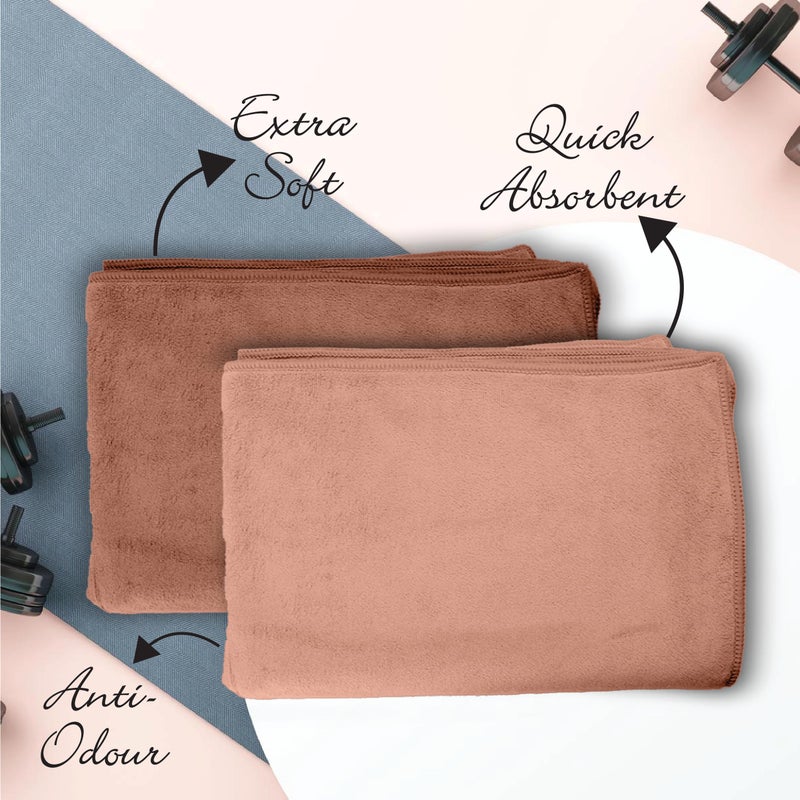HOUSSE Microfiber Hand Towel for Gym | Home| Yoga | 450 GSM | 60 x 40 CM| Premium QualityTowels | an Hpoallergenic Towel | Ultra Absorbent & Anti-Bacterial | (2, Warm Beige_Rustic Chestnut) - Image 5