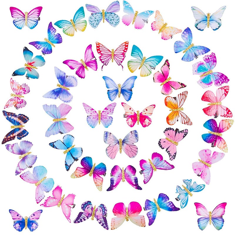 WHISKET Butterfly Hair Clips Glitter Barrettes Butterfly Snap Hair Clips for Teens Women Hair Accessories 30 - Image 3