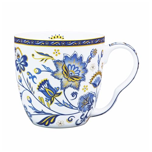 LanHong Bone China Coffee Mug Floral Coffee Tea Mug - 16 oz Cute Coffee Tea Cup with Floral Pattern - Birthday Christmas Gift for Women Men Friend - Image 1