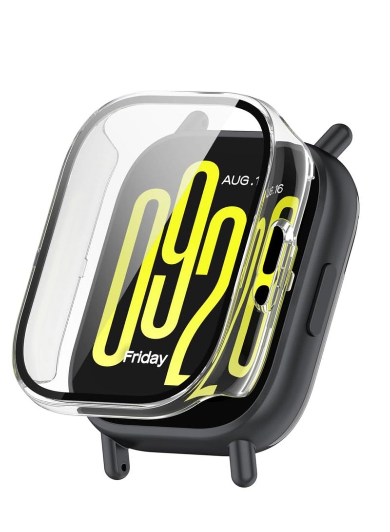 جراب حماية من زوهمولي متوافق مع ساعة ريدمي ووتش 5 اكتيف، مصنوع من البولي كربونات فائق النحافة من الزجاج المقسى ومقاوم للخدش، شاشة حماية شاملة لساعة ريدمي ووتش 5 اكتيف شفاف - Image 1
