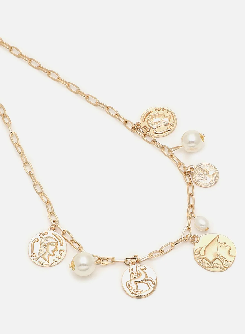 سوهي سوهي عملات ذهبية وقلادة من اللؤلؤ