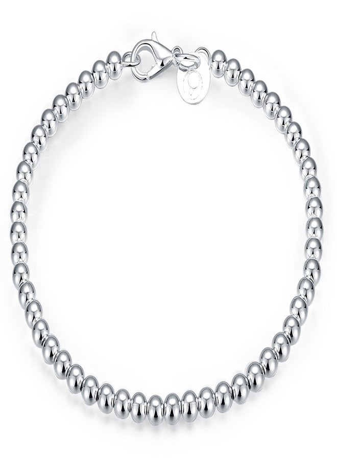 Cutesmile Fashion Jewelry 925 Sterling Silver 4mm Lucky Round Beads Bracelet for Women - Image 1